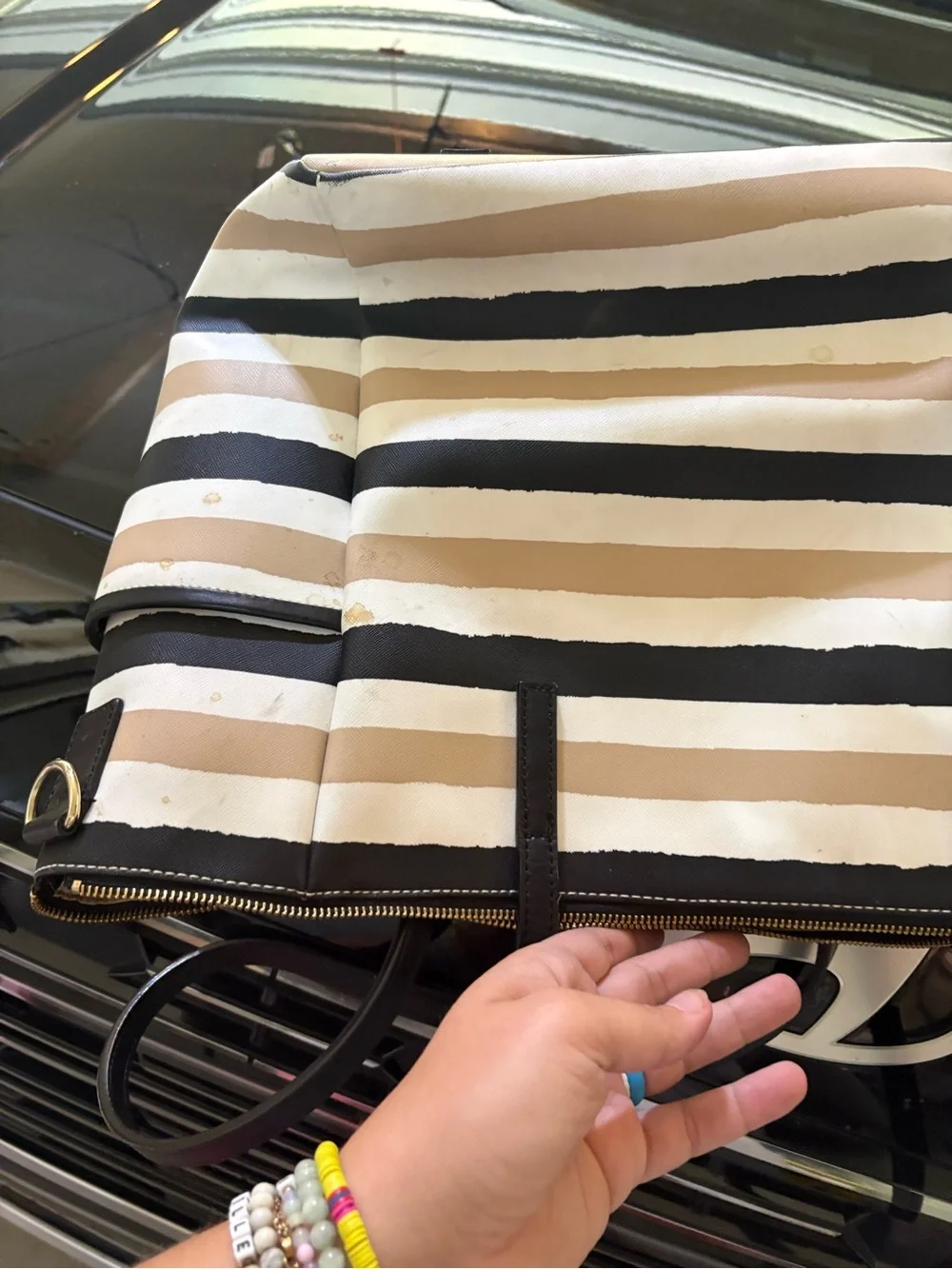 Kate spade striped diaper Bag in Beige, Black & White